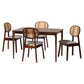 Darrion Mid-Century Modern Grey Fabric and Walnut Brown Finished Wood 5-Piece Dining Set FredCo