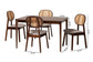 Darrion Mid-Century Modern Grey Fabric and Walnut Brown Finished Wood 5-Piece Dining Set FredCo