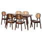 Darrion Mid-Century Modern Grey Fabric and Walnut Brown Finished Wood 7-Piece Dining Set FredCo