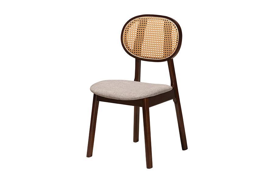 Darrion Mid-Century Modern Grey Fabric and Walnut Brown Finished Wood 7-Piece Dining Set FredCo