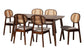 Darrion Mid-Century Modern Grey Fabric and Walnut Brown Finished Wood 7-Piece Dining Set FredCo