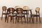 Darrion Mid-Century Modern Grey Fabric and Walnut Brown Finished Wood 7-Piece Dining Set FredCo