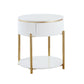 Daveigh White High Gloss & Gold Finish End Table FredCo