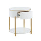 Daveigh White High Gloss & Gold Finish End Table FredCo