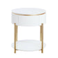 Daveigh White High Gloss & Gold Finish End Table FredCo