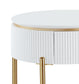 Daveigh White High Gloss & Gold Finish End Table FredCo
