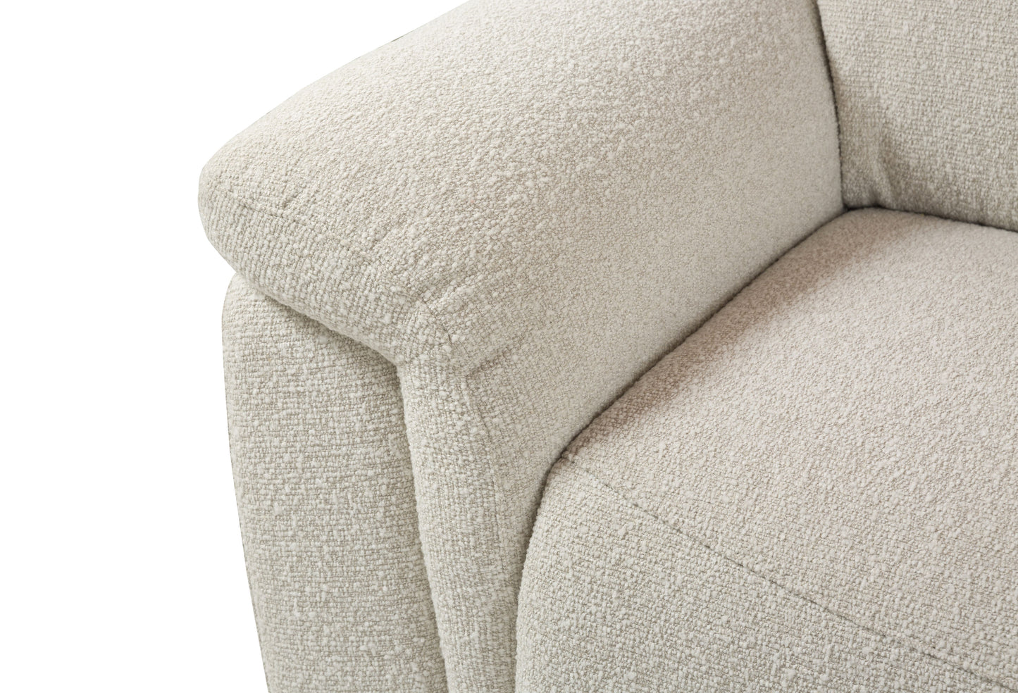 Dayana Beige Boucle Power Recliner Sectional Sofa for 5 People with Cupholder Console & Adjustable Headrest FredCo