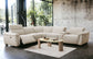 Dayana Beige Boucle Power Recliner Sectional Sofa for 5 People with Cupholder Console & Adjustable Headrest FredCo