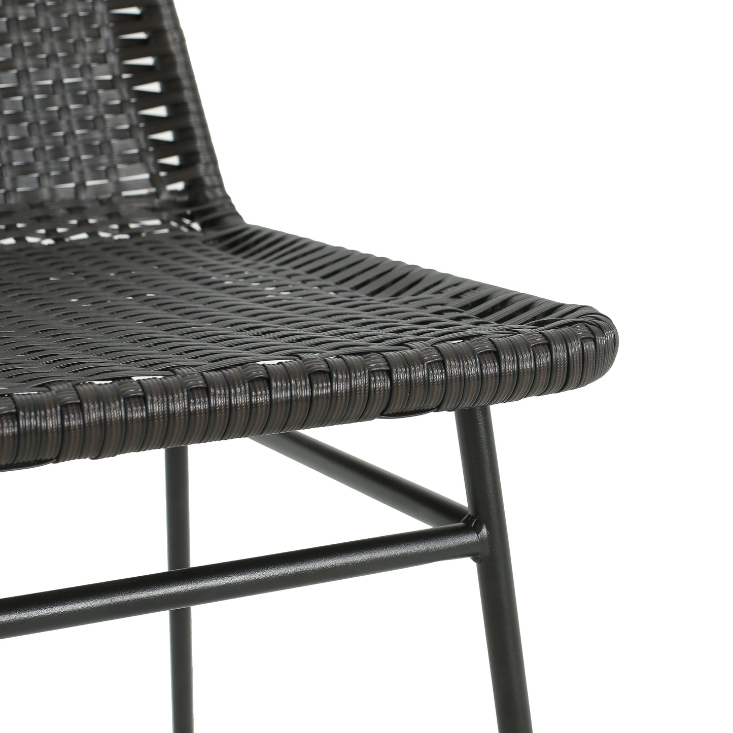 Aluminum and Rattan Chat Set, Outdoor Patio Set Includes Rattan Dining Chair Set of 2 and C-Shaped Side Table FredCo