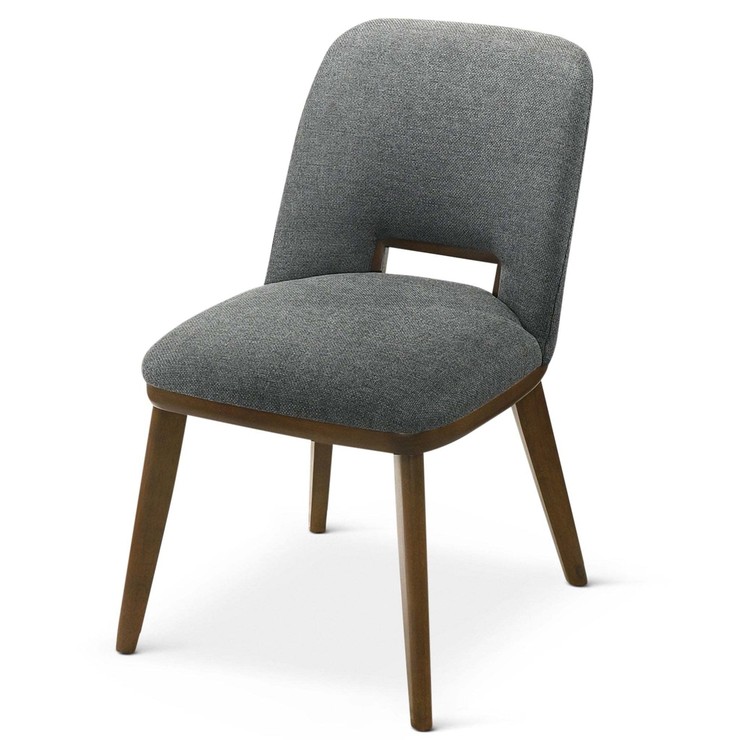 Modern Blake Dark Grey Fabric Dining Chair (Set of 2) with Walnut Wood Base 33.7'H x 19.3'W x 24.8'D FredCo