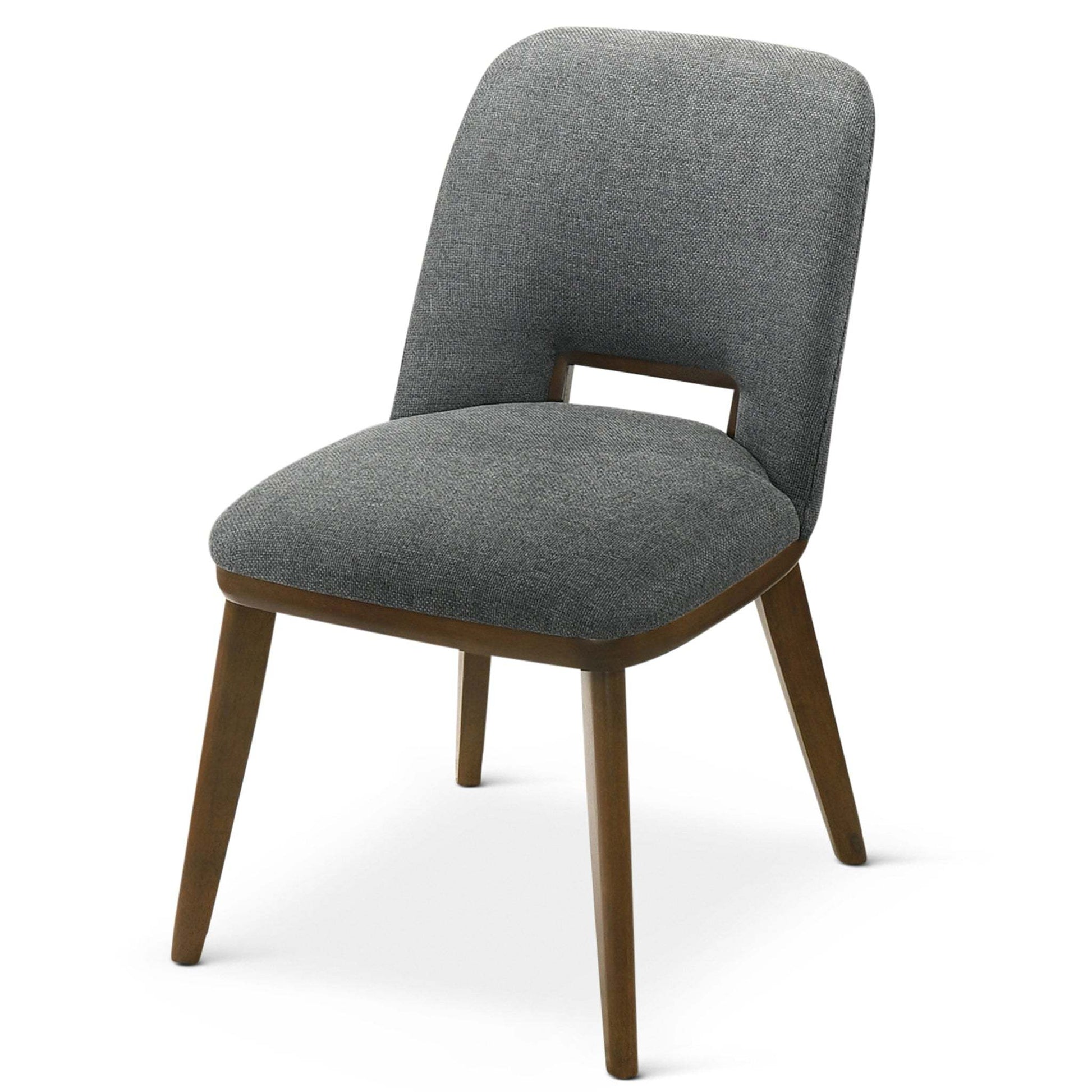 Modern Blake Dark Grey Fabric Dining Chair (Set of 2) with Walnut Wood Base 33.7'H x 19.3'W x 24.8'D FredCo