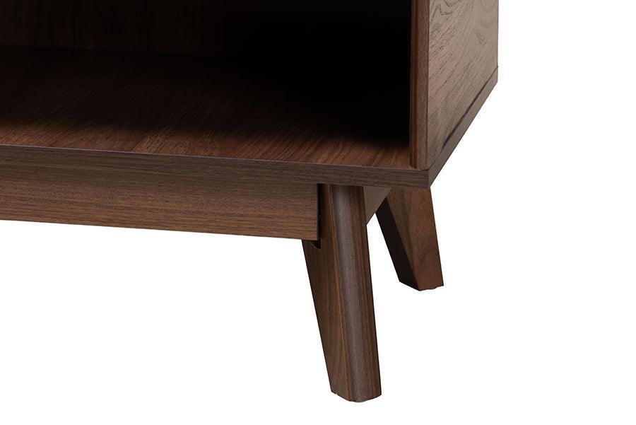 Delaire Mid-Century Modern Walnut Brown Finished Wood Shoe Cabinet FredCo
