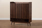 Delaire Mid-Century Modern Walnut Brown Finished Wood Shoe Cabinet FredCo