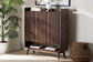 Delaire Mid-Century Modern Walnut Brown Finished Wood Shoe Cabinet FredCo
