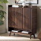Delaire Mid-Century Modern Walnut Brown Finished Wood Shoe Cabinet FredCo
