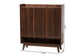 Delaire Mid-Century Modern Walnut Brown Finished Wood Shoe Cabinet FredCo