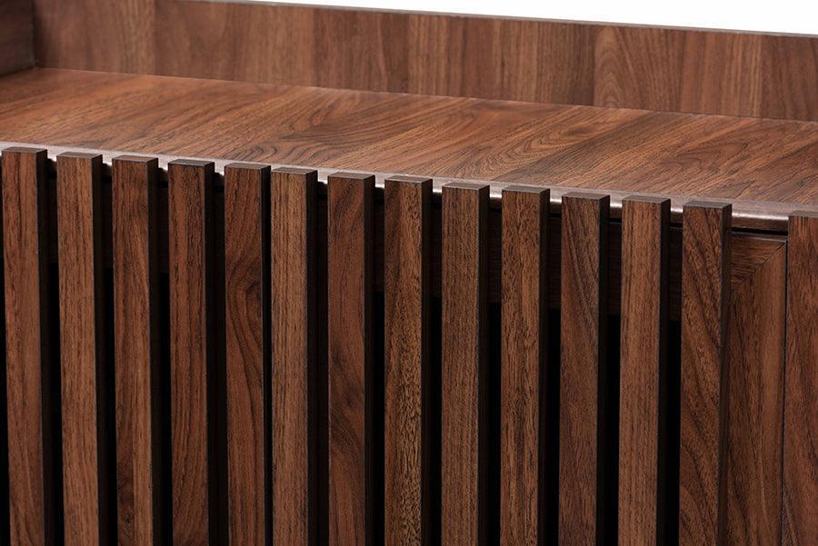 Delaire Mid-Century Modern Walnut Brown Finished Wood Shoe Cabinet FredCo