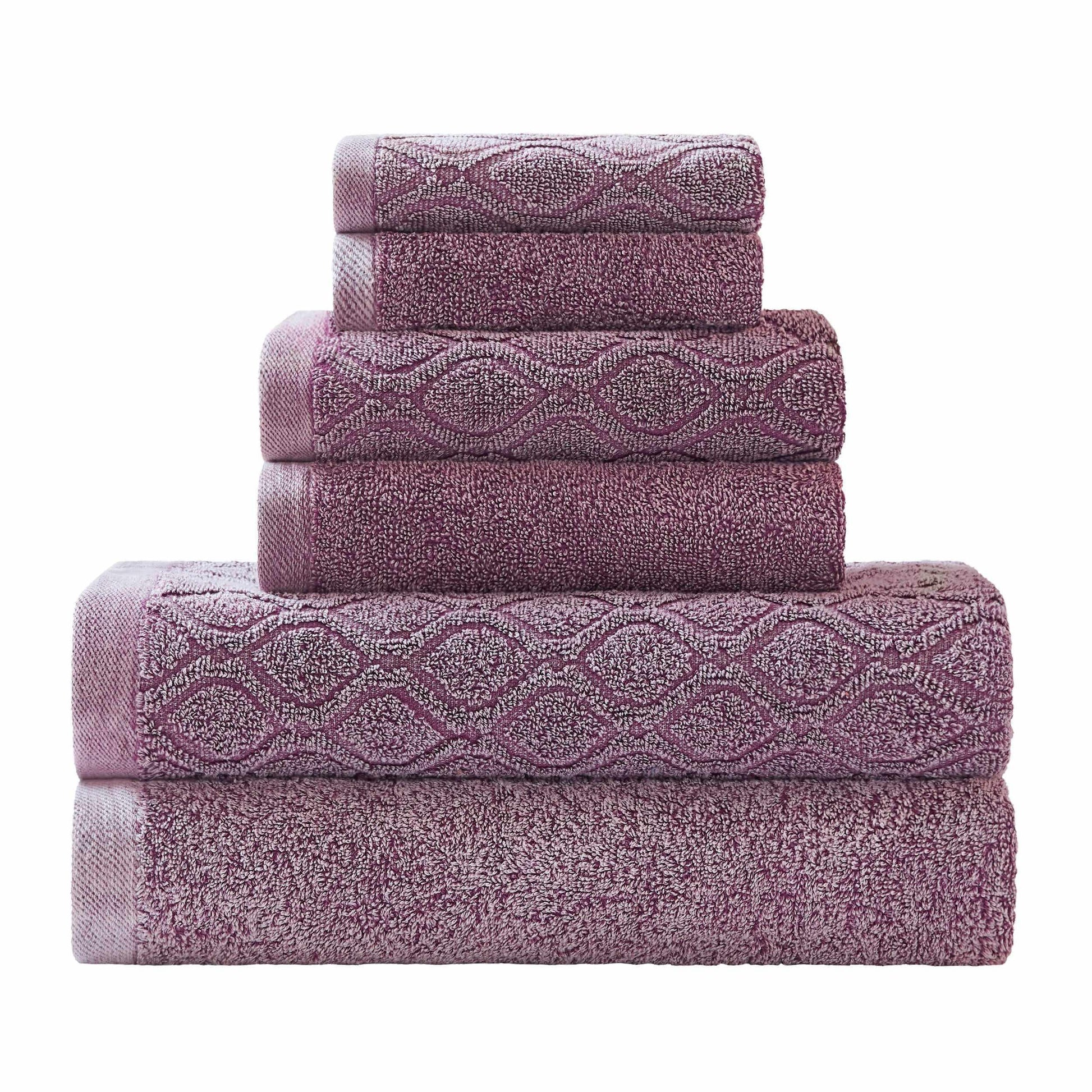 Denim Wash Cotton Ultra-Plush Jacquard Absorbent 6-Piece Towel Set FredCo