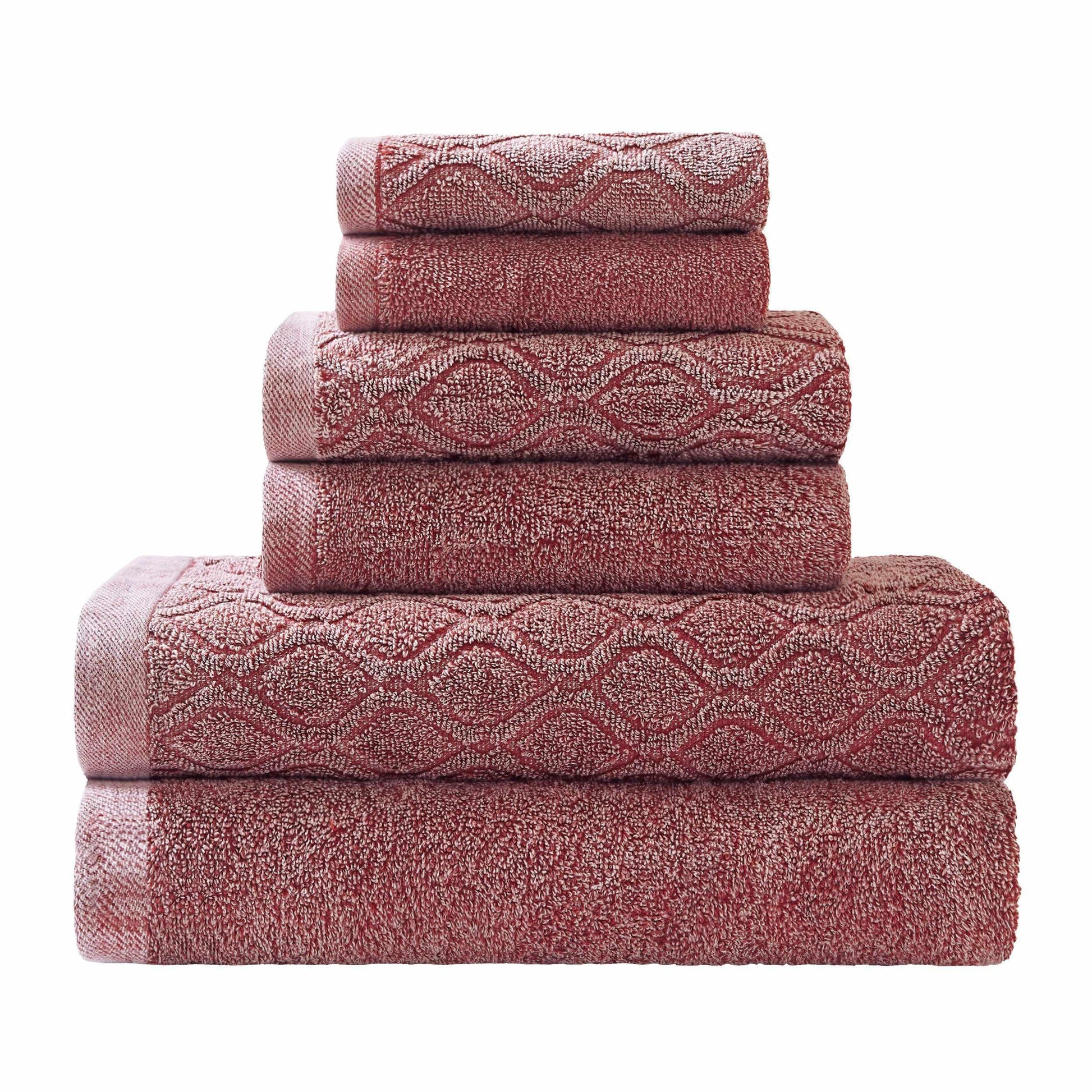 Denim Wash Cotton Ultra-Plush Jacquard Absorbent 6-Piece Towel Set FredCo