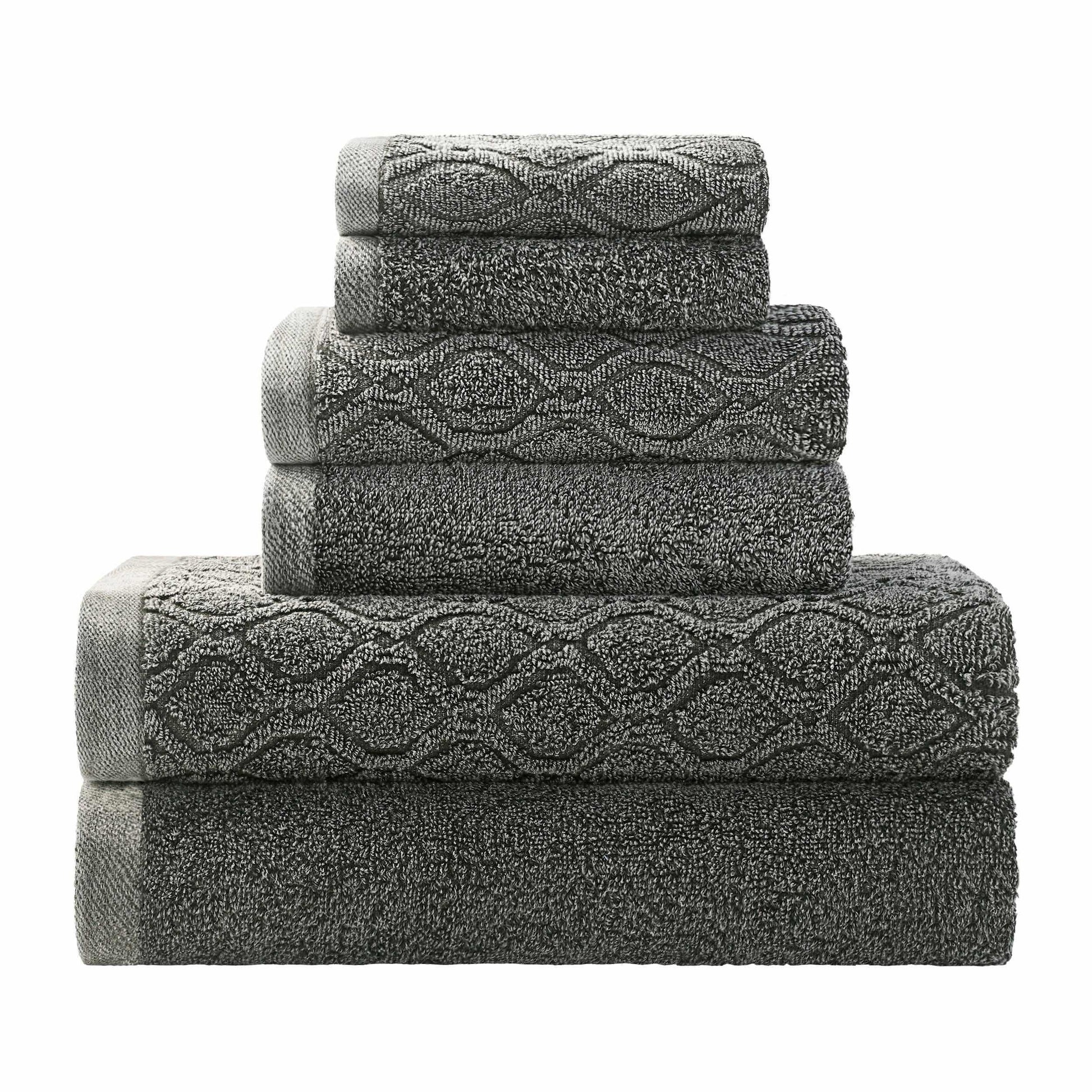 Denim Wash Cotton Ultra-Plush Jacquard Absorbent 6-Piece Towel Set FredCo