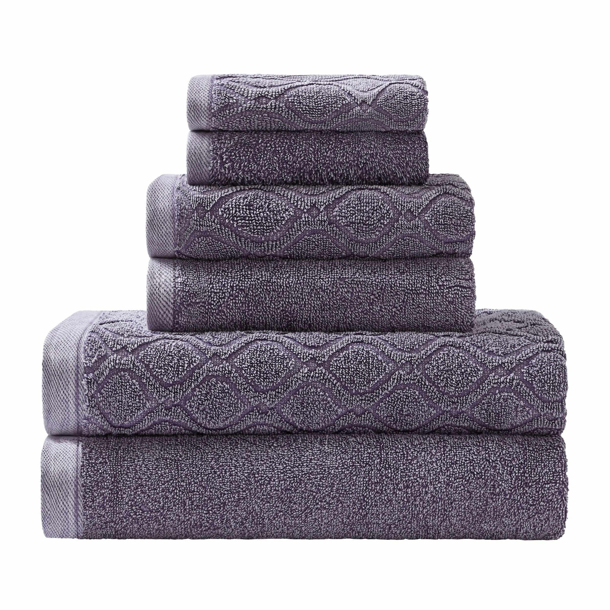 Denim Wash Cotton Ultra-Plush Jacquard Absorbent 6-Piece Towel Set FredCo