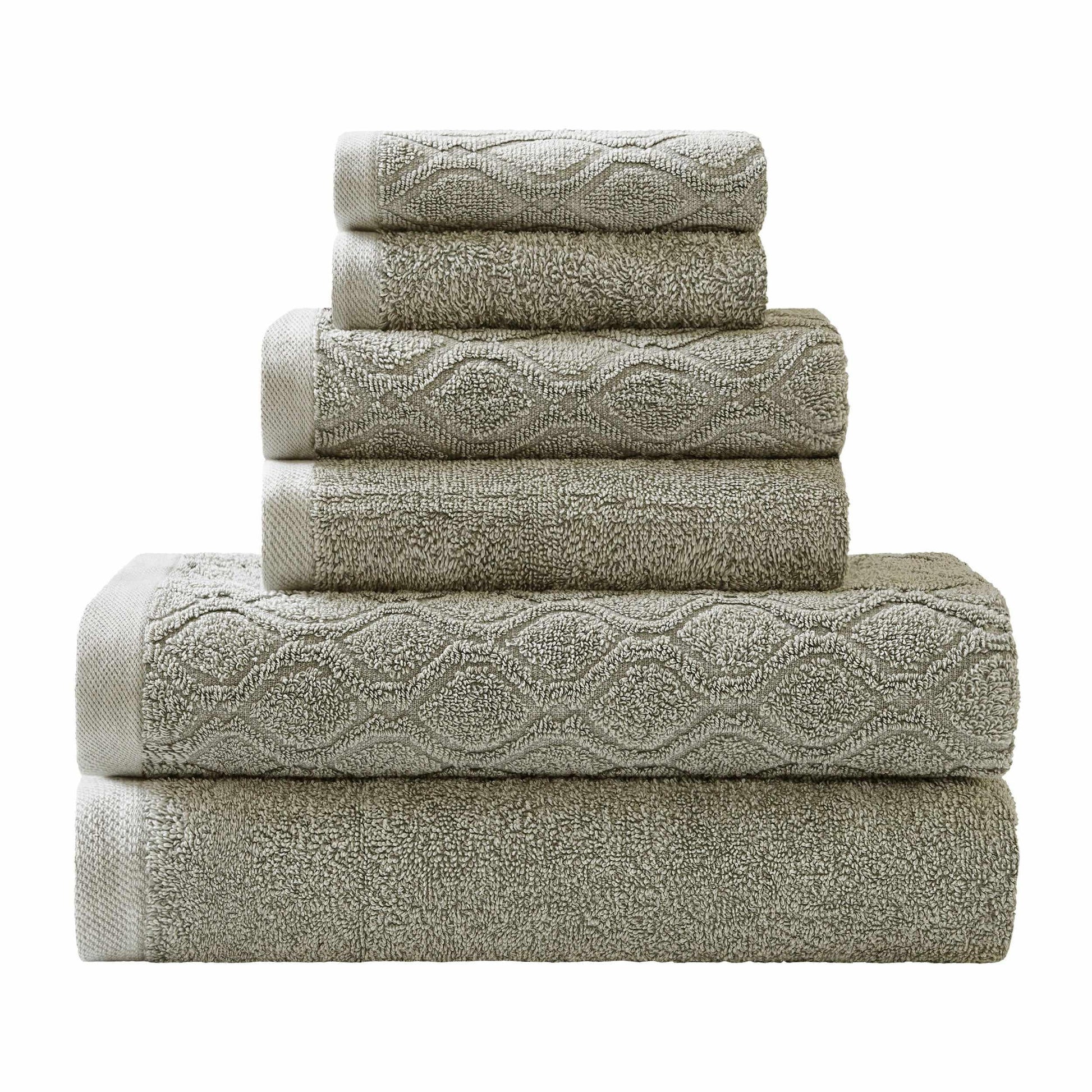 Denim Wash Cotton Ultra-Plush Jacquard Absorbent 6-Piece Towel Set FredCo