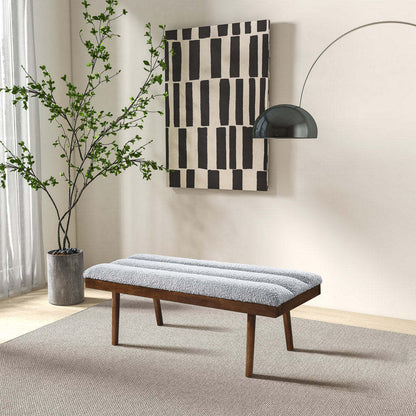 Troni Light Grey Boucle Bench FredCo