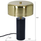 Modern table lamp with gold metal shade and black cylindrical base, 16x10 inches, FredCo International