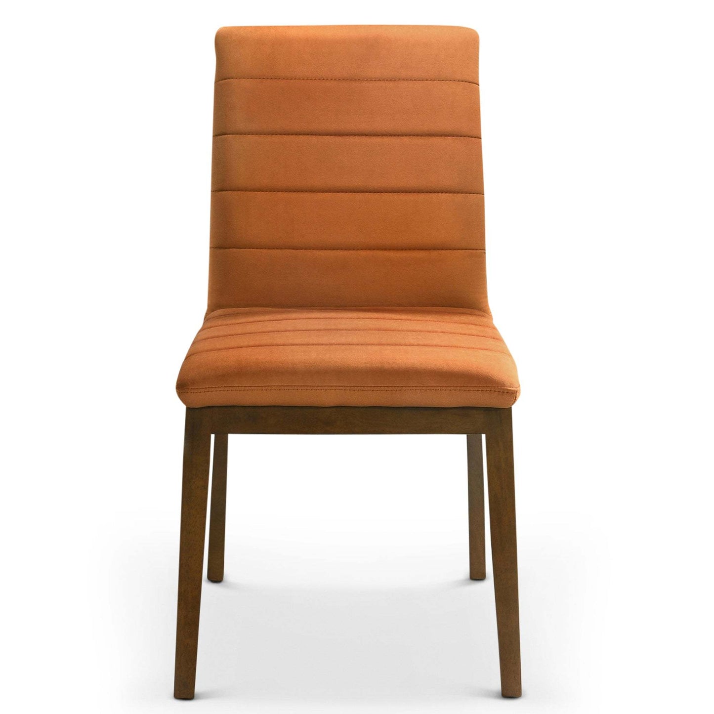 Ines Mid-Century Modern Burnt Orange Velvet Dining Chair Set with Walnut Solid Wood Base 35.8'H x 18.9'W x 24'D FredCo