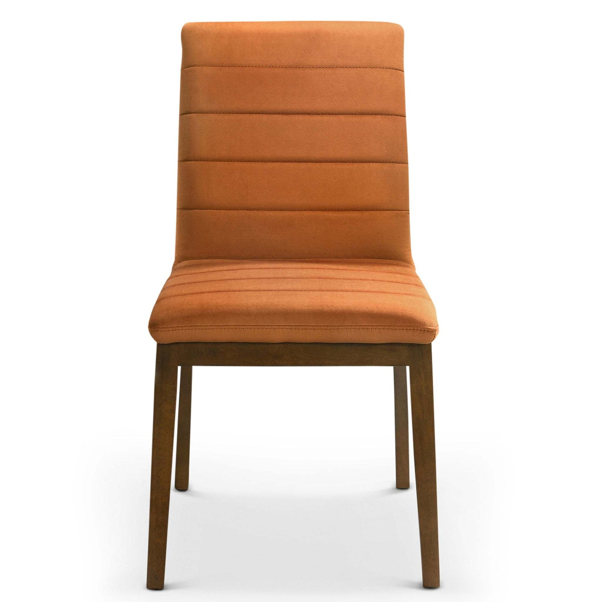 Ines Mid-Century Modern Burnt Orange Velvet Dining Chair Set with Walnut Solid Wood Base 35.8'H x 18.9'W x 24'D FredCo