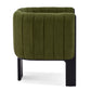 Olive green boucle accent chair with black wooden legs, modern furniture by FredCo International