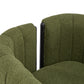Olive green boucle accent chair with curved backrest, modern home furniture at FredCo International