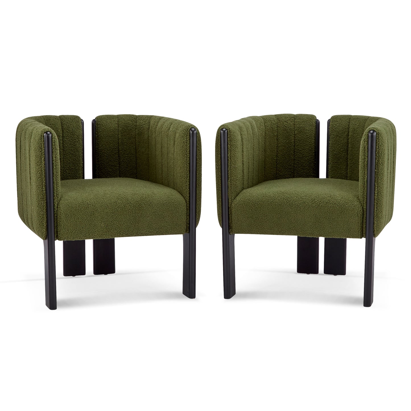 Pair of modern green accent chairs with black legs, FredCo International furniture