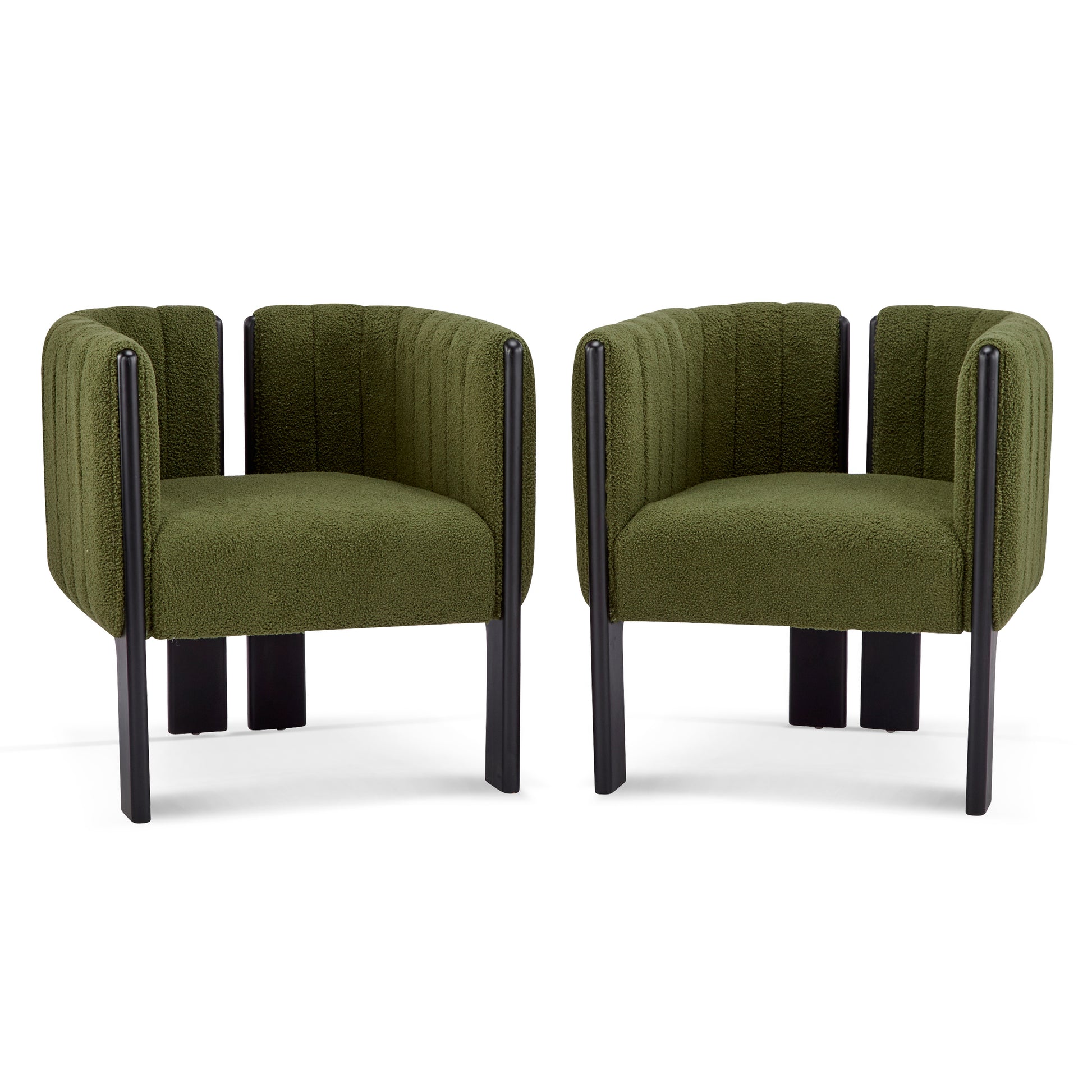 Pair of modern green accent chairs with black legs, FredCo International furniture