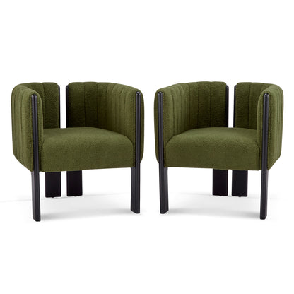 Pair of modern green accent chairs with black legs, FredCo International furniture