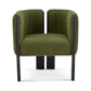 Modern green upholstered accent chair with black metal legs, FredCo International furniture