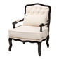 Dion Traditional French Cream Fabric and Wenge Brown Finished Wood Accent Chair FredCo