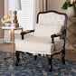 Dion Traditional French Cream Fabric and Wenge Brown Finished Wood Accent Chair FredCo