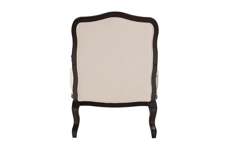Dion Traditional French Cream Fabric and Wenge Brown Finished Wood Accent Chair FredCo