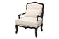Dion Traditional French Cream Fabric and Wenge Brown Finished Wood Accent Chair FredCo