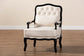 Dion Traditional French Cream Fabric and Wenge Brown Finished Wood Accent Chair FredCo
