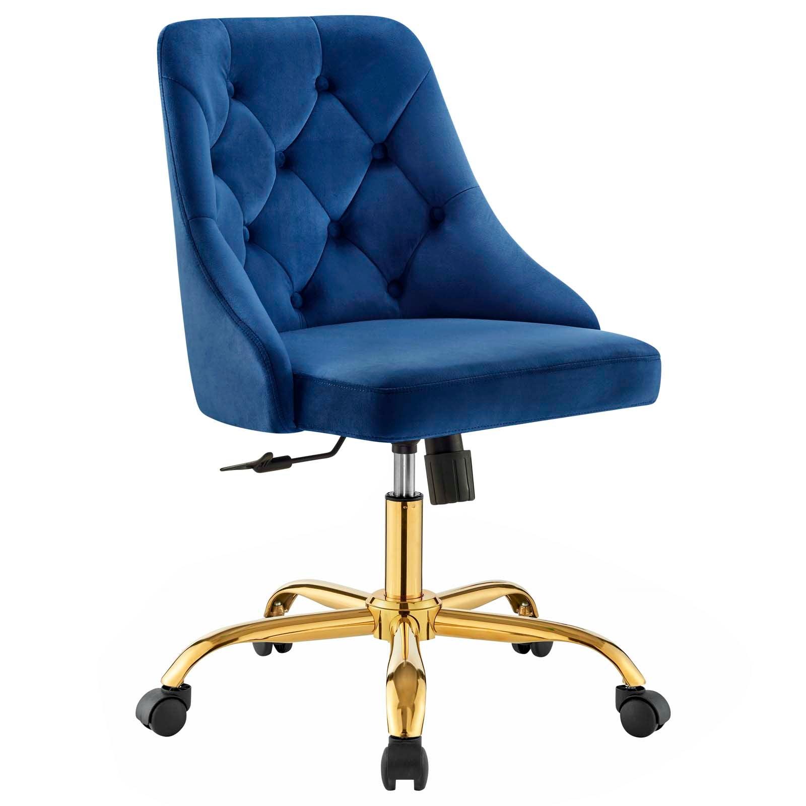 Distinct Tufted Swivel Performance Velvet Office Chair, EEI-4368 FredCo