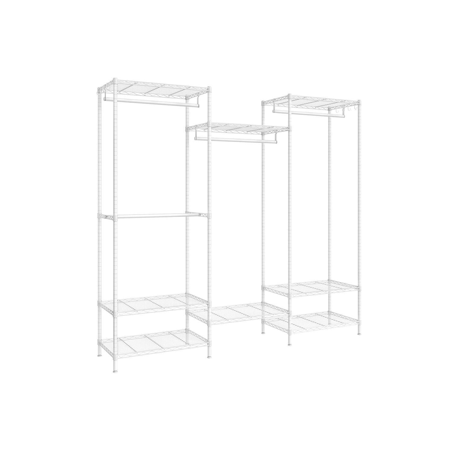 Dividable Clothing Rack with Adjustable Shelves and Hanging Rails Cloud White FredCo