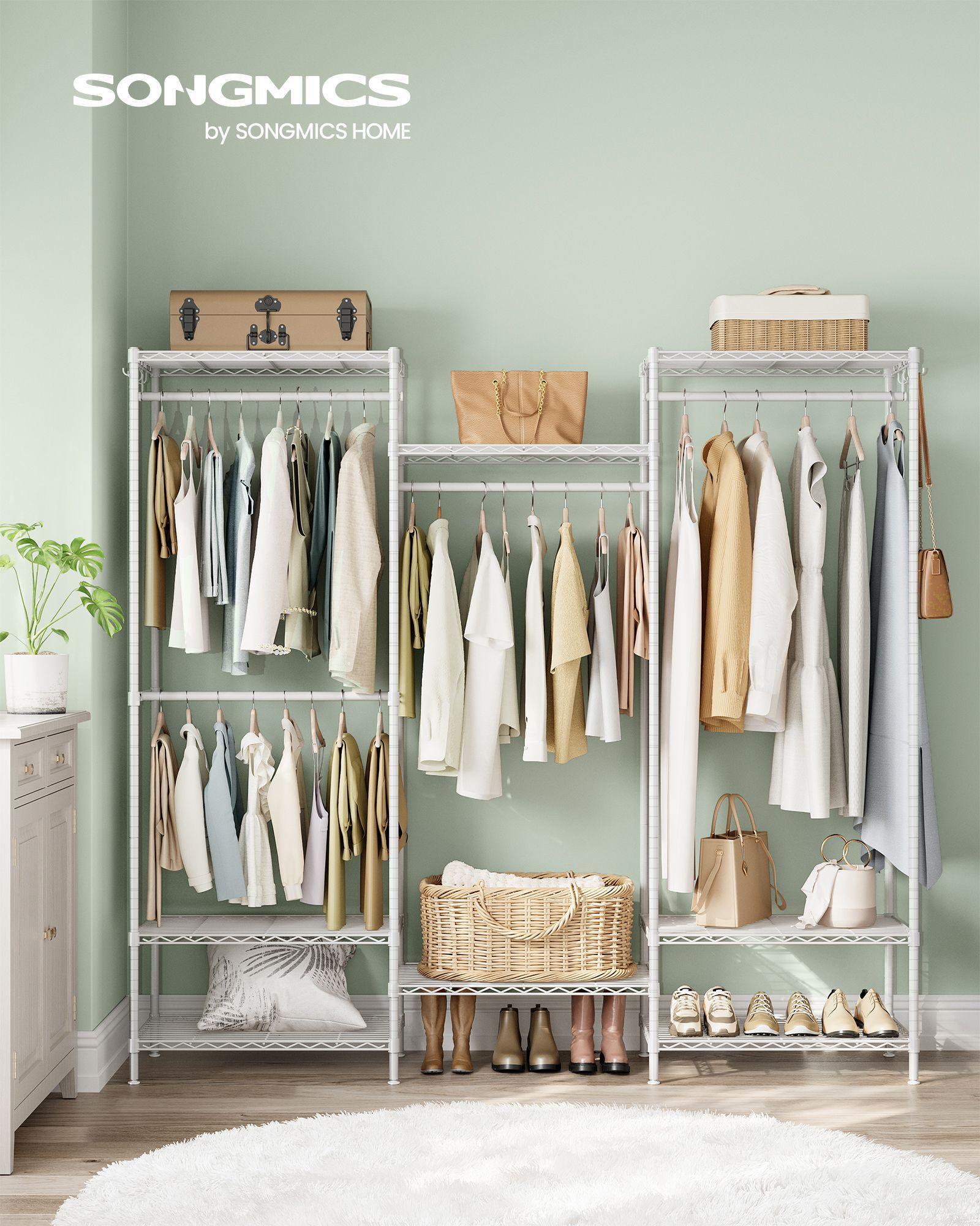 Dividable Clothing Rack with Adjustable Shelves and Hanging Rails Cloud White FredCo