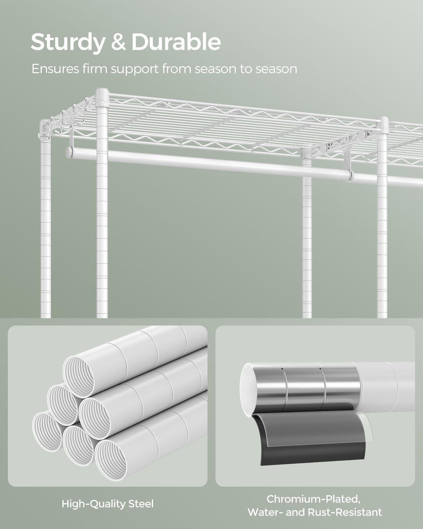 Dividable Clothing Rack with Adjustable Shelves and Hanging Rails Cloud White FredCo