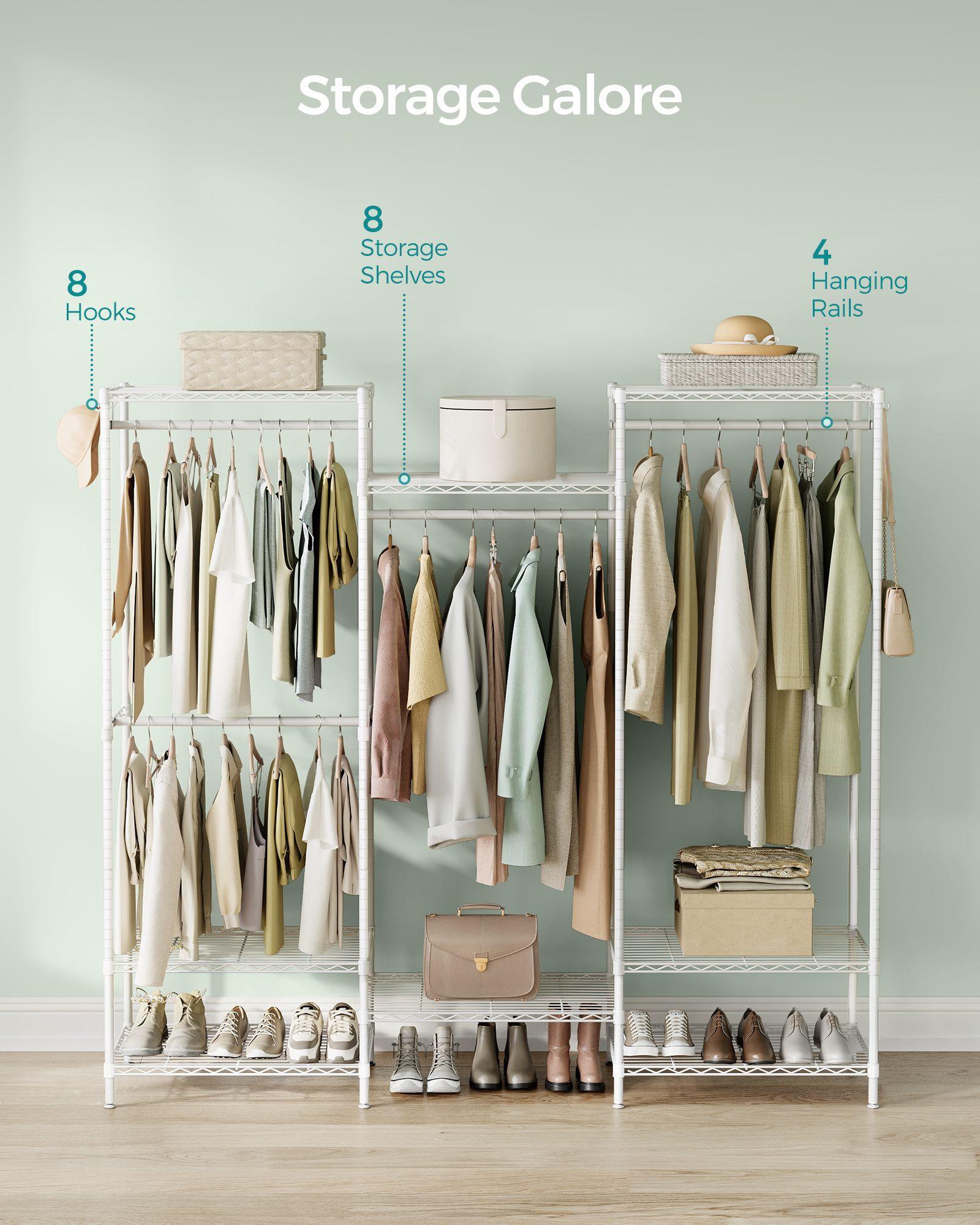Dividable Clothing Rack with Adjustable Shelves and Hanging Rails Cloud White FredCo