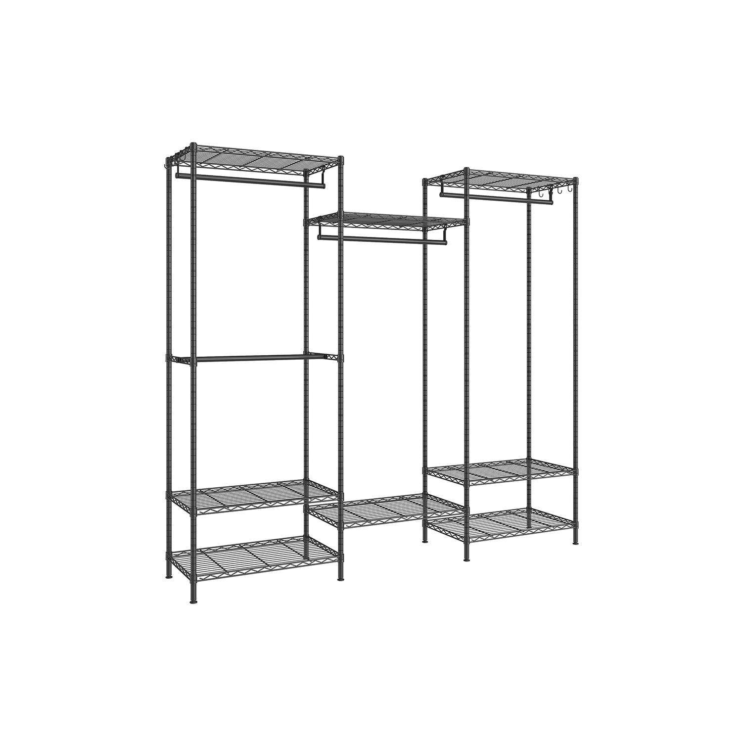 Dividable Clothing Rack with Adjustable Shelves and Hanging Rails Ink Black FredCo