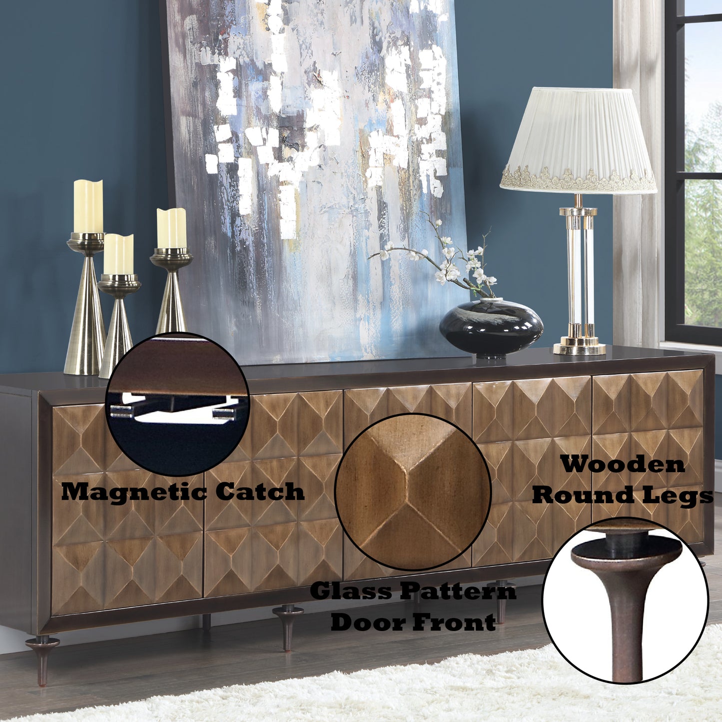 Diya Forged Bronze & Espresso Finish Console Cabinet FredCo