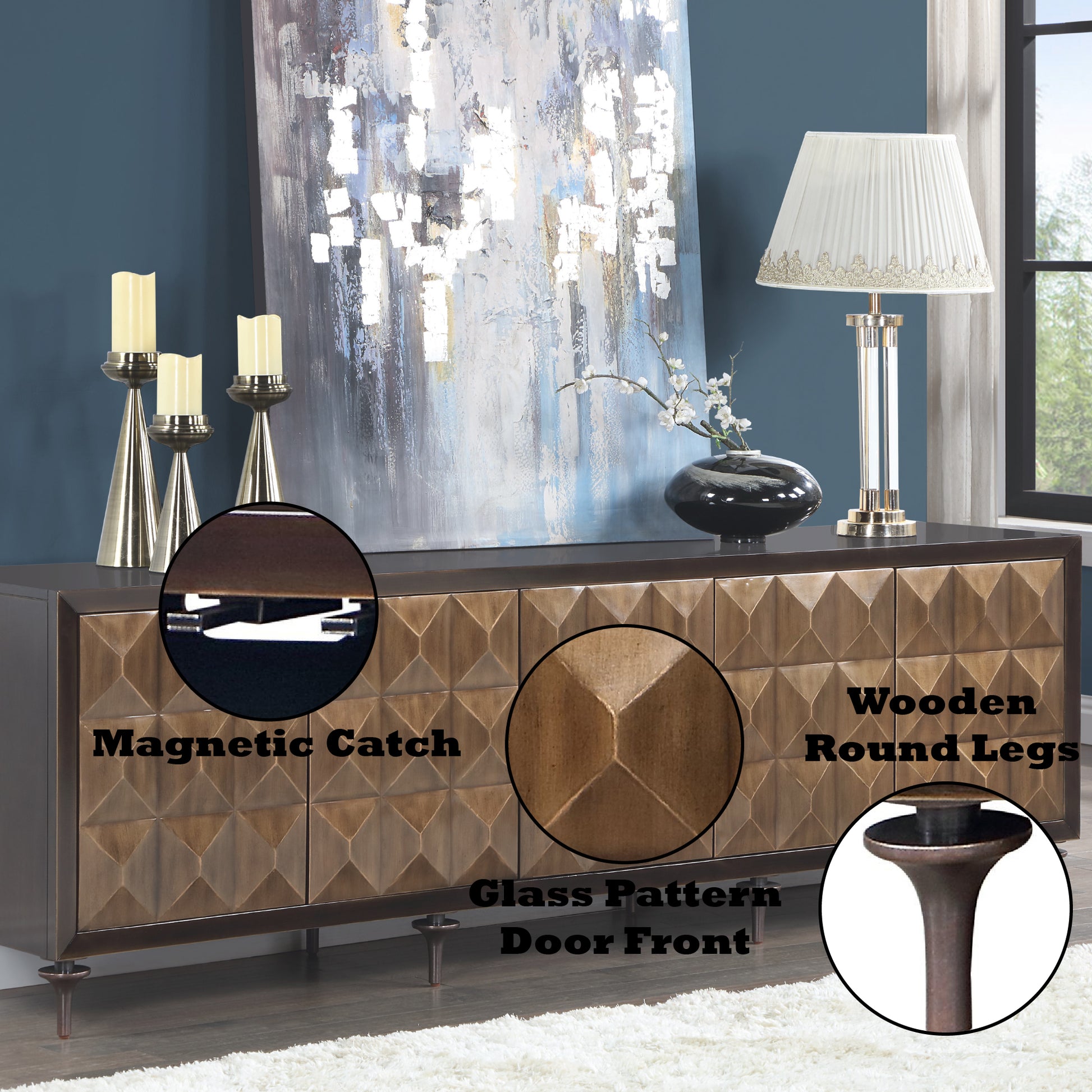 Diya Forged Bronze & Espresso Finish Console Cabinet FredCo