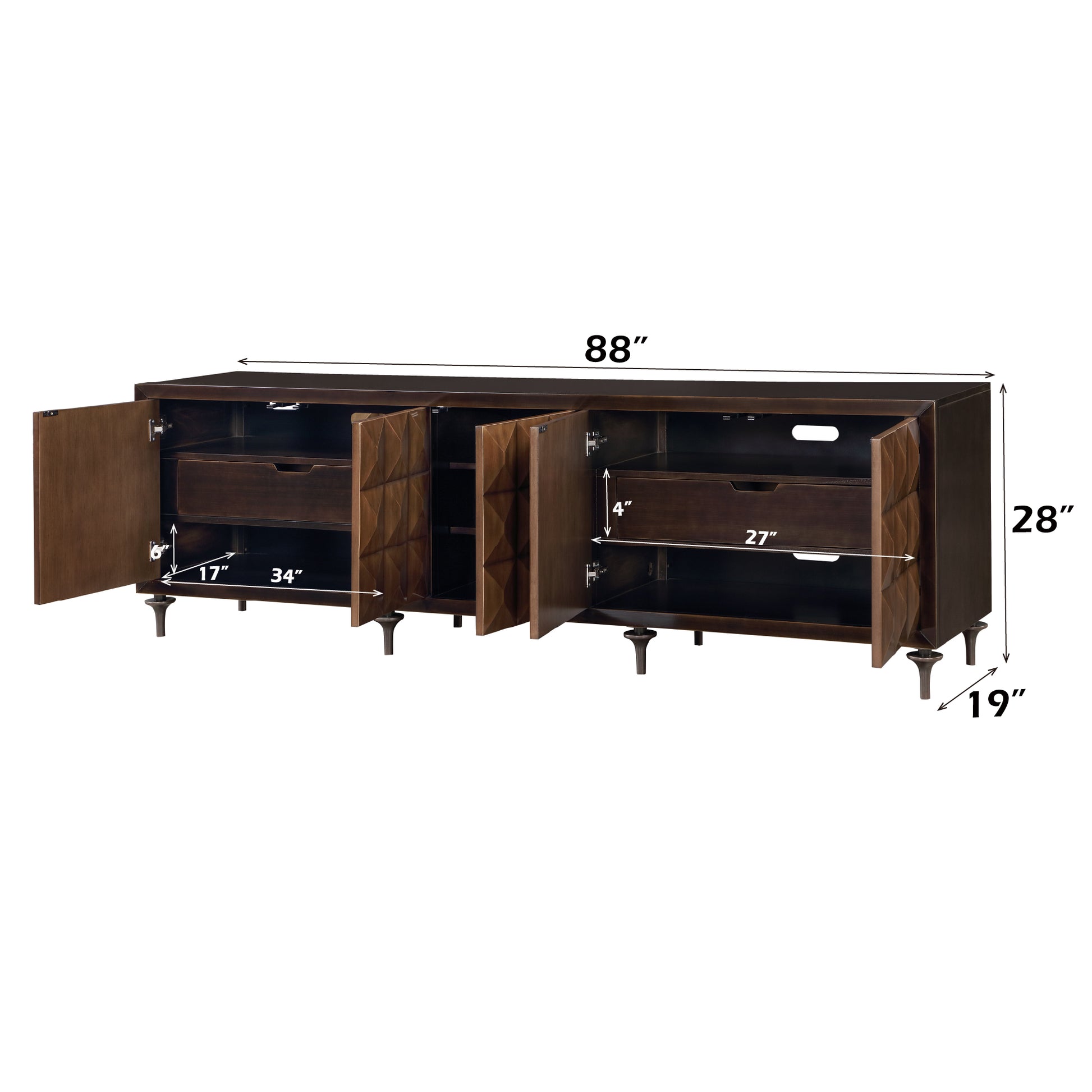 Diya Forged Bronze & Espresso Finish Console Cabinet FredCo